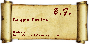 Behyna Fatima névjegykártya